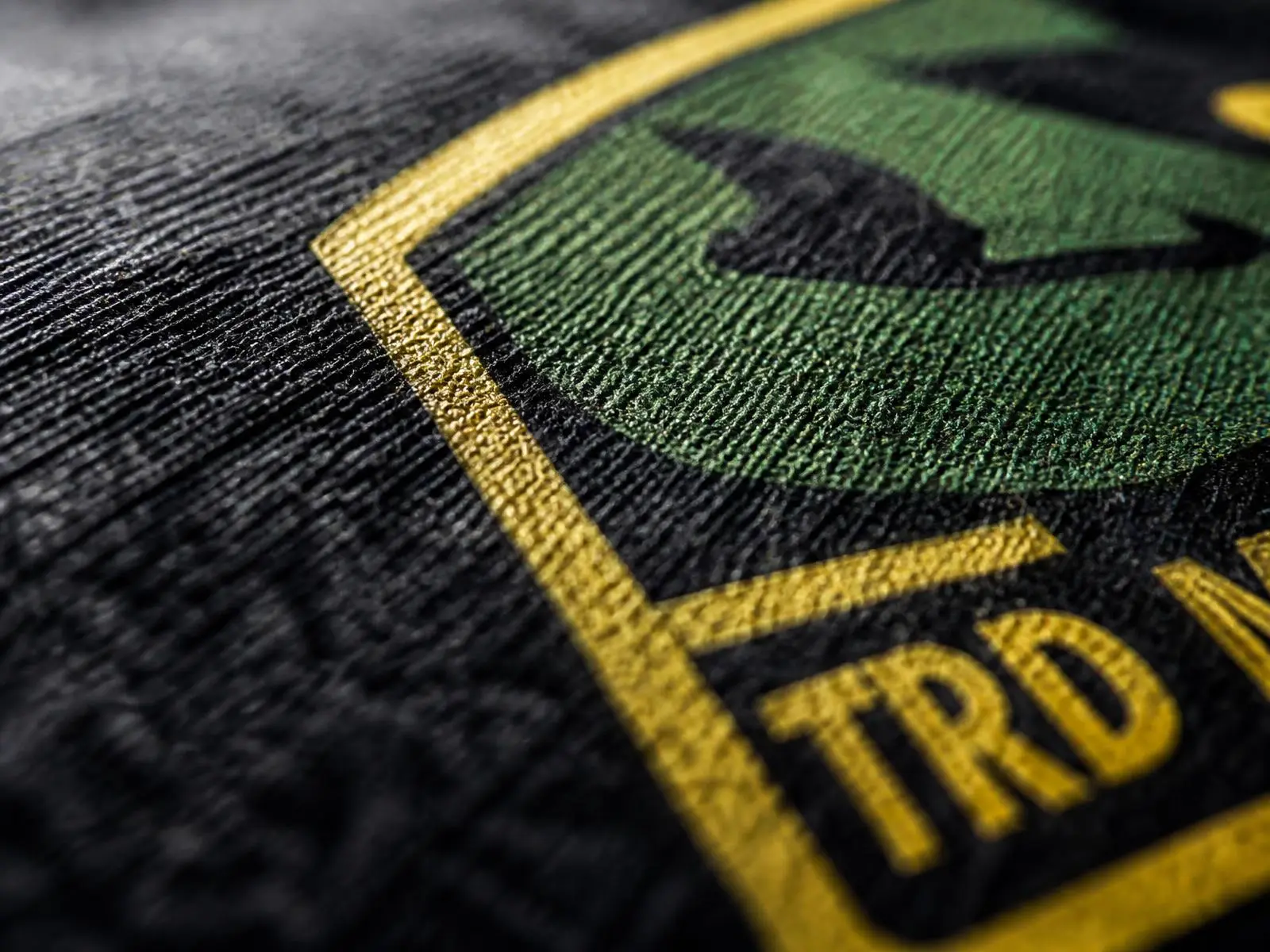Close-up of embroidered logo stitching on premium heavyweight fabric